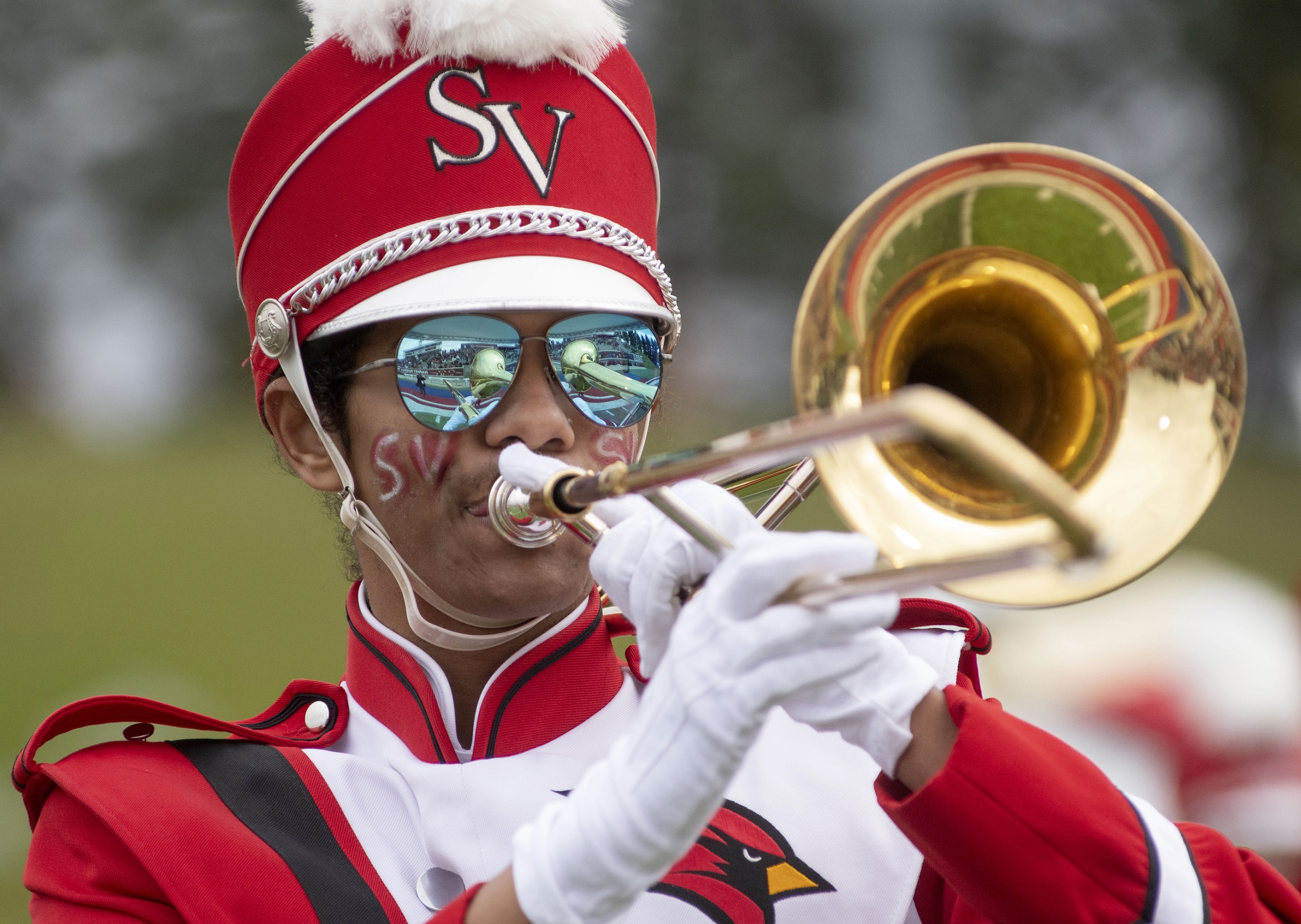 marching band tuba player at homecoming 2023
